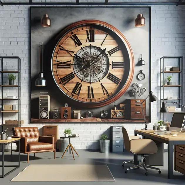 Estilos De Relógios De Madeira Para Escritórios Com Decoração Industrial